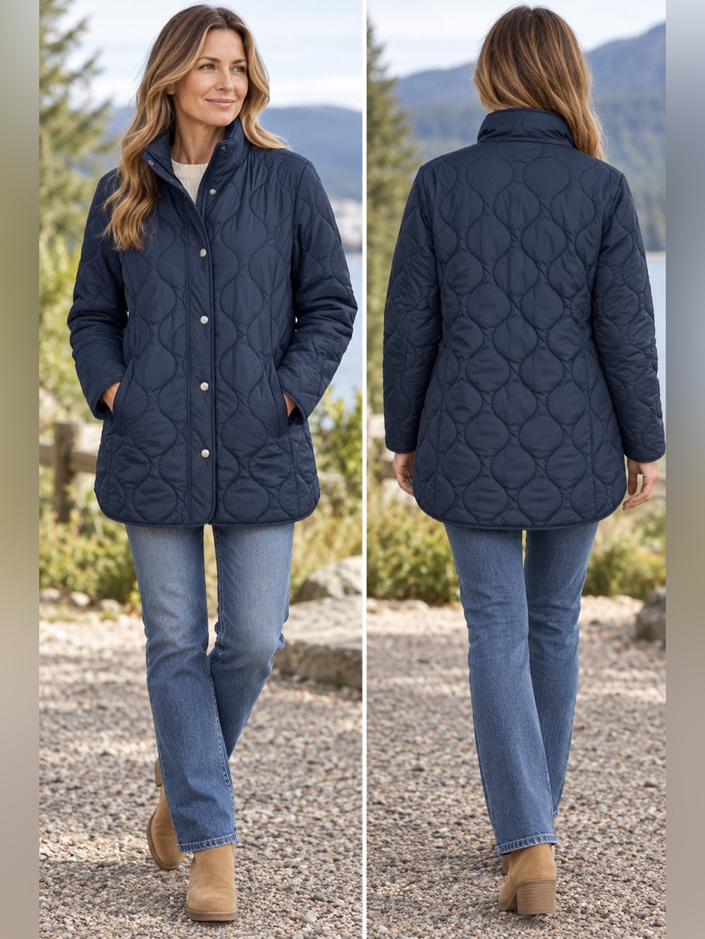 32 Degrees NWT Navy Blue Quilted Walking Jacket